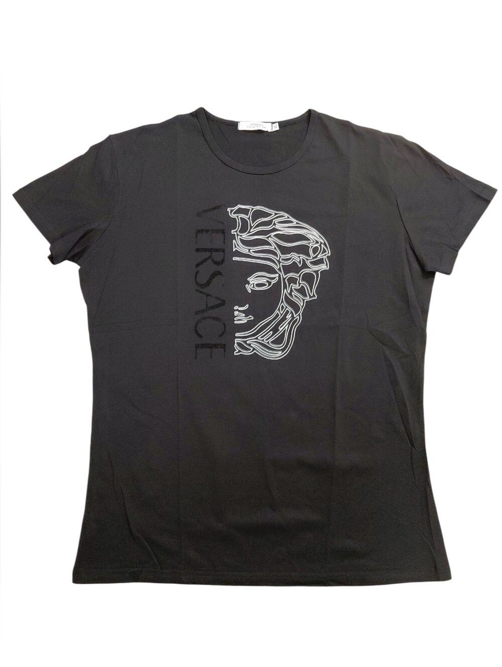 Versace Collection Half Medusa Head (Silver-white) T-Shirt Black XL Women Cotton